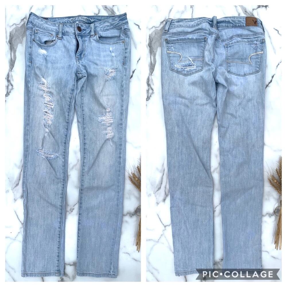 AEO Jeans skinny stretch distressed light wash